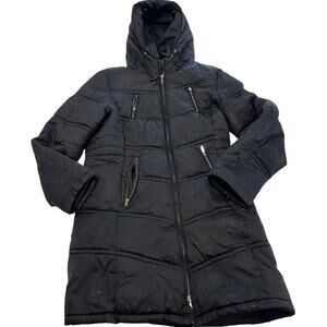 Laundry by Shelli Segal Coat Womens Medium‎ Black Quilted Puffer Midi